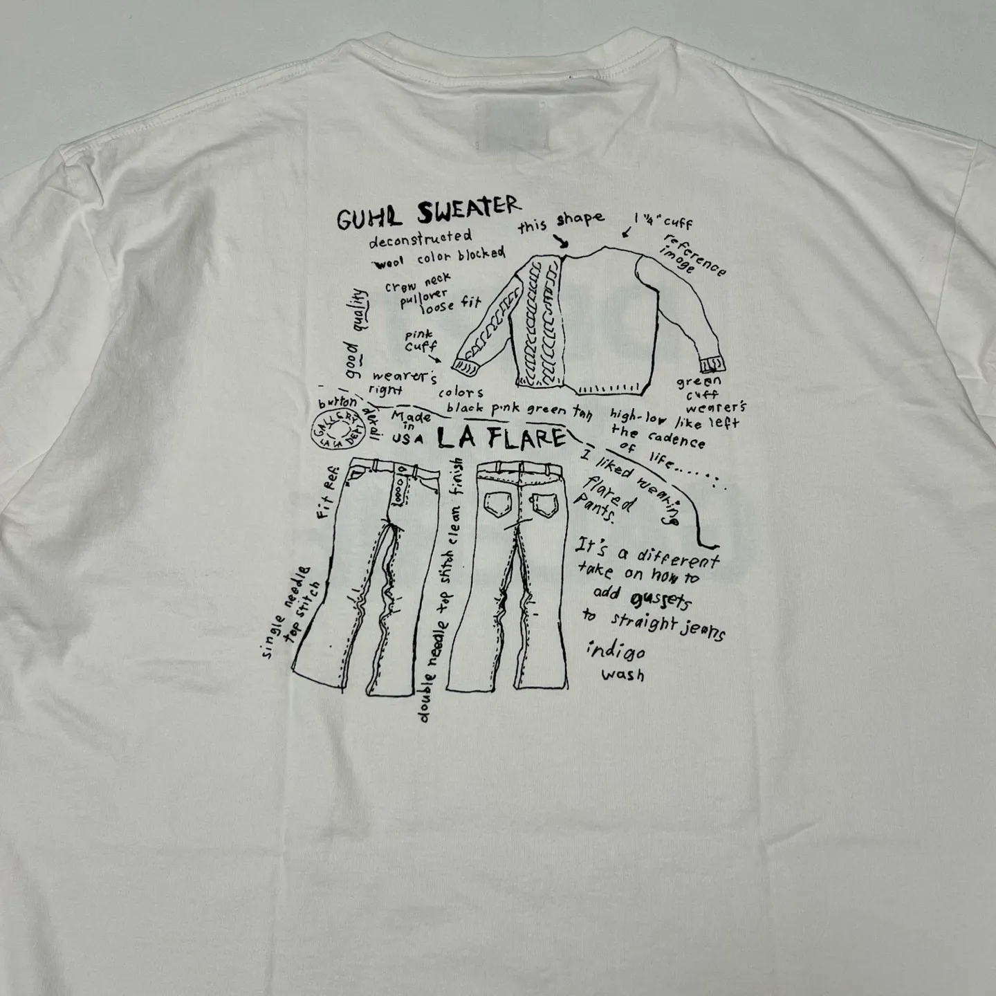 GALLERY DEPT. MOODY TEE/WHITE New in stock graffiti French/design draft printed TEE white S-XL original consistent OE yarn tube weaving seamless fabric authentic level printing restoration authentic consistent accessories